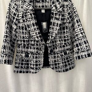 White House Black Market Monochrome Patterned Blazer